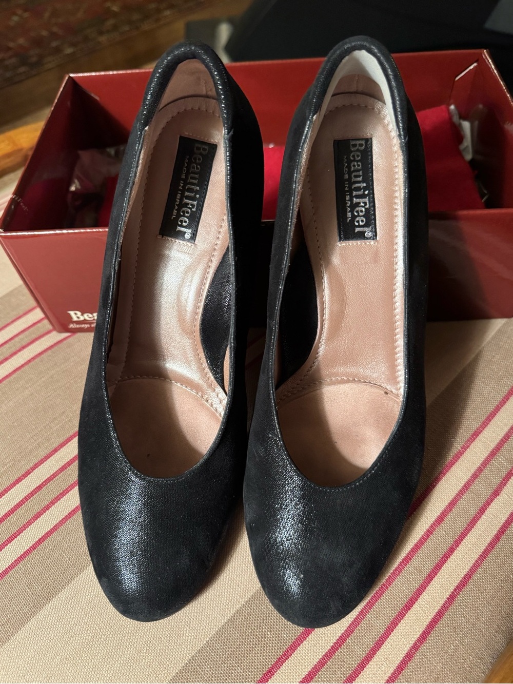 BeautiFeel Black Suede Round-Toe Pumps